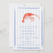 Retro Gestreepte Rode Blauwe Kreeft Koppels Shower Kaart (Voorkant)