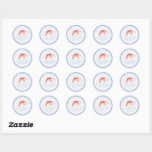 Retro Gestreepte Rood Blauwe Kreeft Kust Bruiloft Ronde Sticker (Vel)