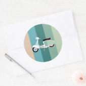 Retro Gestreepte Scooter Ronde Sticker Glanzend (Envelop)