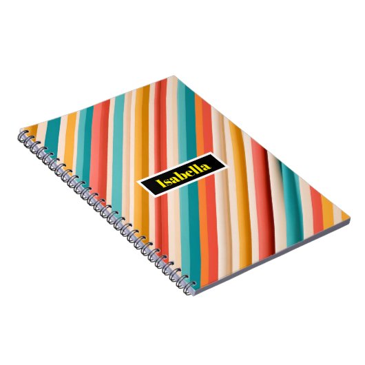 Retro gestreepte spiraalnotitieboek | Kleurrijk ge Notitieboek (Rechterzijde)