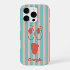 Retro Gestreepte Spook Gezicht iPhone 16 Pro Hoesje