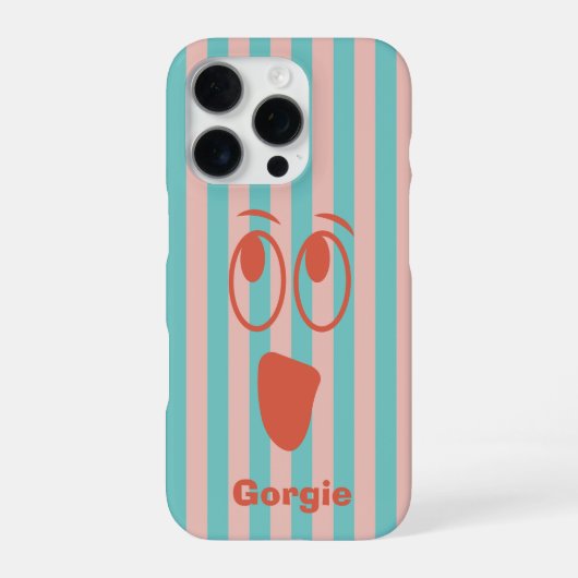 Retro Gestreepte Spook Gezicht iPhone Hoesje (Achterkant)