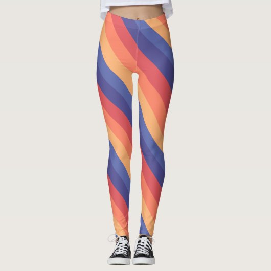 Retro  gestreepte trendy leggings (Voorkant)