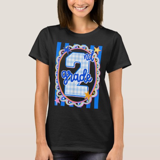 Retro gestreepte tweedegraads docent 2e graad rug t-shirt (Voorkant)