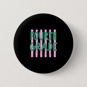 Retro gestreepte vierde klas terug naar school 4de ronde button 5,7 cm