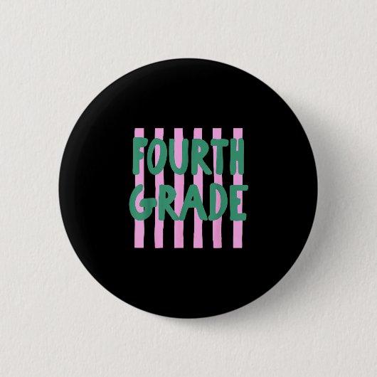 Retro gestreepte vierde klas terug naar school 4de ronde button 5,7 cm (Voorkant)