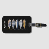 retro gestresste sardine, aangepaste visser bagagelabel (Voorkant (horizontaal))