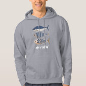  retro gestresste sardine, aangepaste visser hoodie (Voorkant)