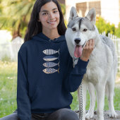 retro gestresste sardine, aangepaste visser hoodie