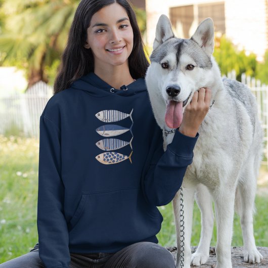  retro gestresste sardine, aangepaste visser hoodie