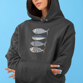  retro gestresste sardine, aangepaste visser hoodie