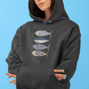 retro gestresste sardine, aangepaste visser hoodie