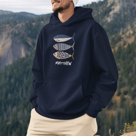  retro gestresste sardine, aangepaste visser hoodie