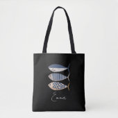  retro gestresste sardine, aangepaste visser tote bag (Voorkant)