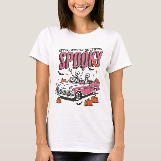 Retro Get In Losers We're Getting Spooky T-shirt (Voorkant)