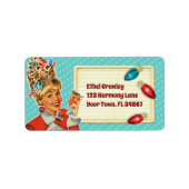 Retro Get Lit Girl Kerstadreslabel Etiket (Voorkant)