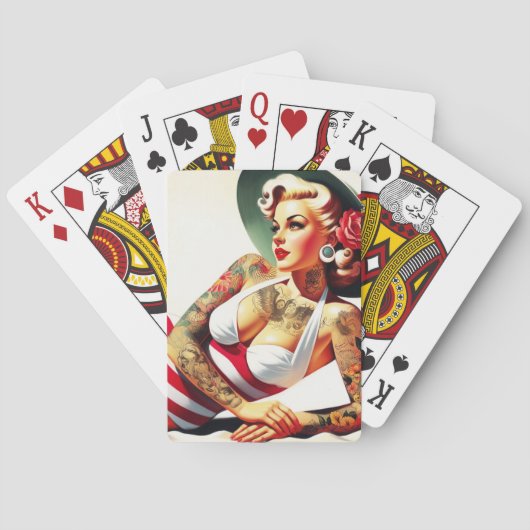 Retro getatoeëerd badpak Pin-up Pokerkaarten (Achterkant)