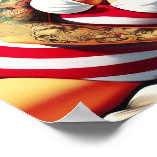 Retro getatoeëerd badpak Pin-up Poster (Hoek)