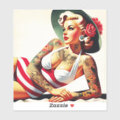 Retro getatoeëerd badpak Pin-up Sticker (Vel)