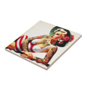 Retro getatoeëerd badpak Pin-up Tegeltje (Zijkant)
