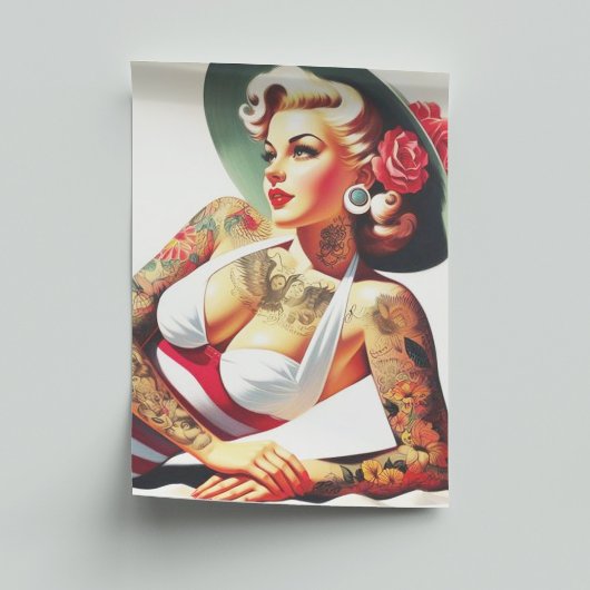 Retro getatoeëerd badpak Pin-up Tissuepapier