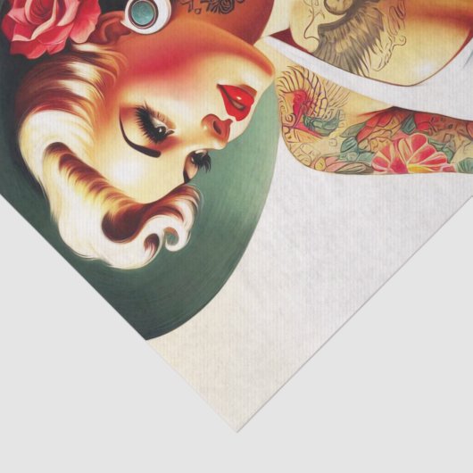 Retro getatoeëerd badpak Pin-up Tissuepapier (Detail)