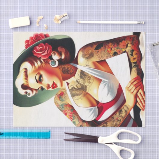 Retro getatoeëerd badpak Pin-up Tissuepapier (Craft)