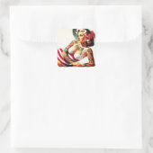Retro getatoeëerd badpak Pin-up Vierkante Sticker (Tas)