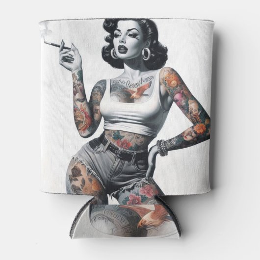 Retro getatoeëerd meisje blikjeskoeler (Voorkant)