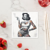 Retro getatoeëerd meisje servet (Insitu)