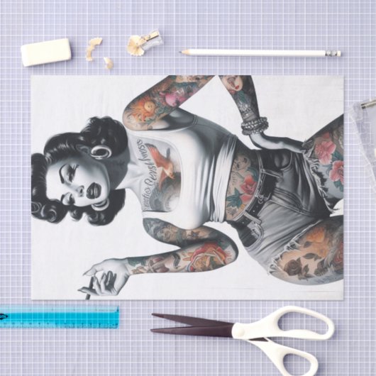 Retro getatoeëerd meisje tissuepapier (Craft)