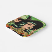 Retro getatoeëerde heksenstrip papieren bordje (Gebogen)