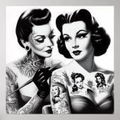 Retro getatoeëerde meisjes poster (Voorkant)