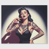 Retro Getatoeëerde Pin-up Cadeaupapier (Vlak)
