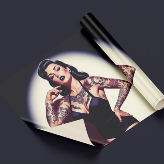 Retro Getatoeëerde Pin-up Cadeaupapier