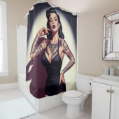 Retro Getatoeëerde Pin-up Douchegordijn (In situ)