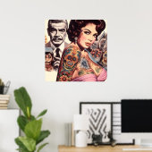 Retro Getatoeëerde Pin-up Poster (Thuiskantoor)