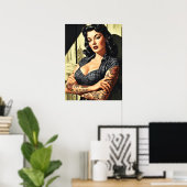 Retro Getatoeëerde Pin-up Poster (Thuiskantoor)