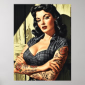 Retro Getatoeëerde Pin-up Poster (Voorkant)