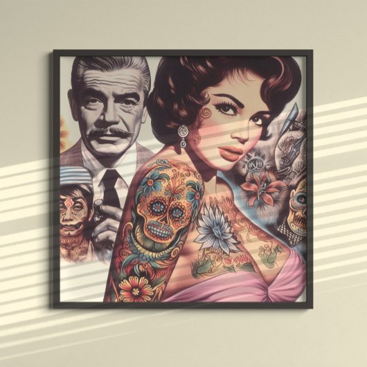 Retro Getatoeëerde Pin-up Poster