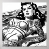 Retro getatoeëerde pin-up poster (Voorkant)