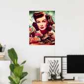Retro Getatoeëerde Pin-up Poster (Thuiskantoor)