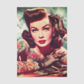 Retro Getatoeëerde Pin-up Tissuepapier (Voorkant)