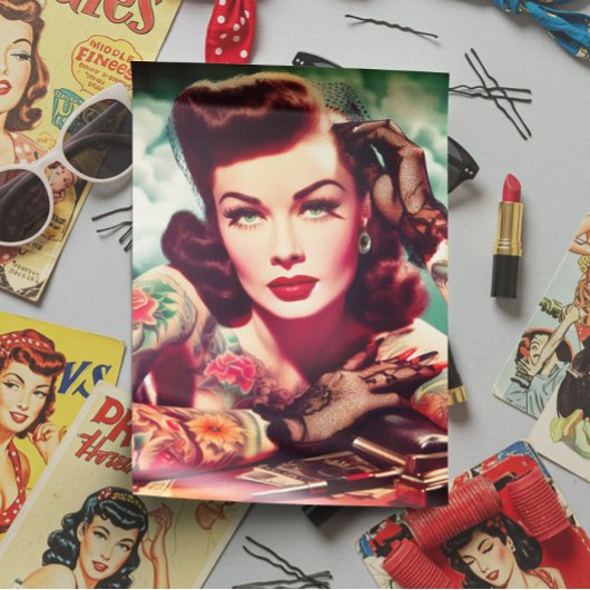 Retro Getatoeëerde Pin-up Tissuepapier