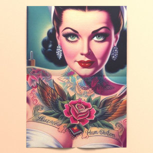 Retro getatoeëerde verpleegster tissuepapier