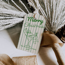 Retro Getekende Groene Strepen Kerstman Kerstmis
