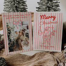 Retro getekende rode feestelijke Santa Champagne k