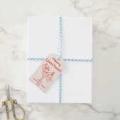 Retro Getekende Rode Kerstman Prettig Kerstfeest Cadeaulabel (Met Touw)