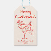 Retro Getekende Rode Kerstman Prettig Kerstfeest Cadeaulabel (Voorkant)