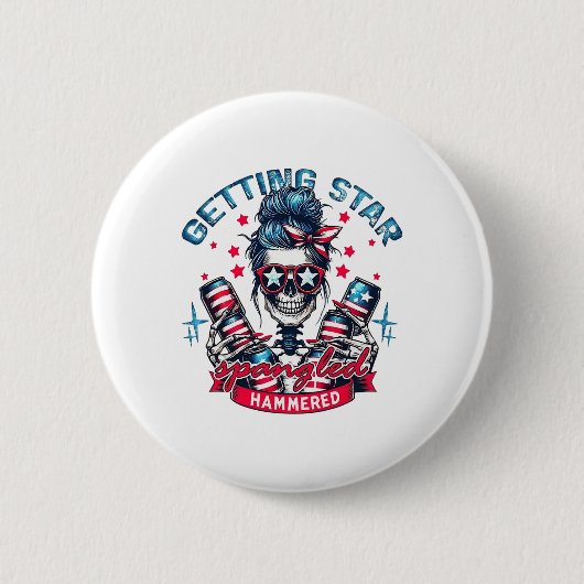 Retro Getting Star Spangled Hammered America 4th O Ronde Button 5,7 Cm (Voorkant)